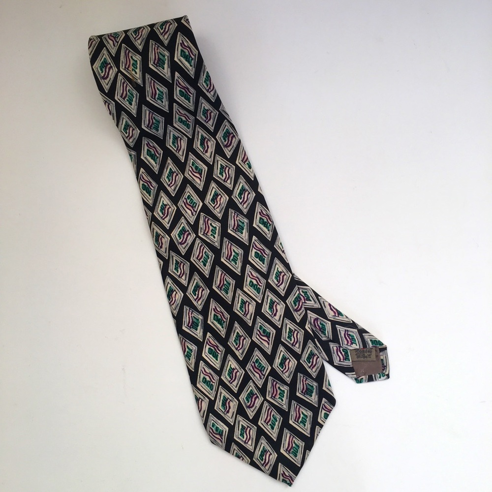 Robert Talbott Silk Neck Tie OS USA Black Grey Pink Nordstrom